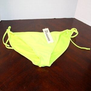 No Boundaries Neon Green Tie Side Bikini Bottom - L - NWT
